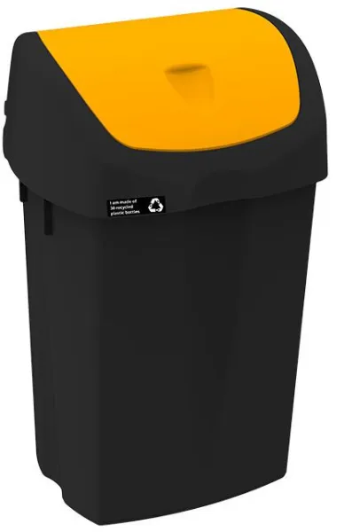 Coș de gunoi NRW cu capac galben basculant, durabil, 25 L