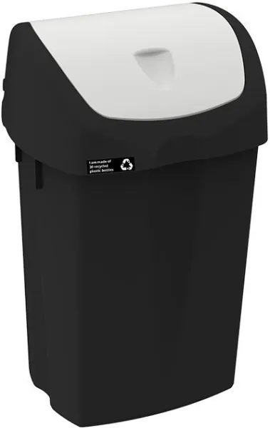 Coș de gunoi NRW cu capac basculant alb, durabil, 25 L