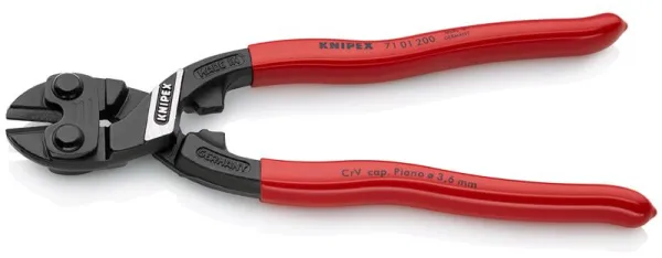 Knipex KNIPEX CoBolt® Foarfecă compactă pentru șuruburi, neagră fosfatată, acoperită cu plastic, 200 mm