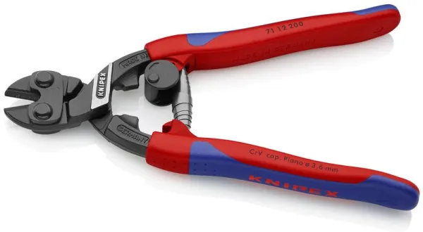 Foarfecă compactă pentru șuruburi Knipex CoBolt®, neagră atramentată, mâner îngust multicomponent 200 mm