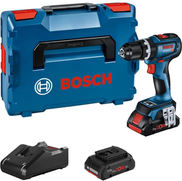 Bosch mașină de găurit cu percuție fără fir GSB 18V-90 C 2X4,0AH PROCORE GAL 18V-40 L-BOXX COMO